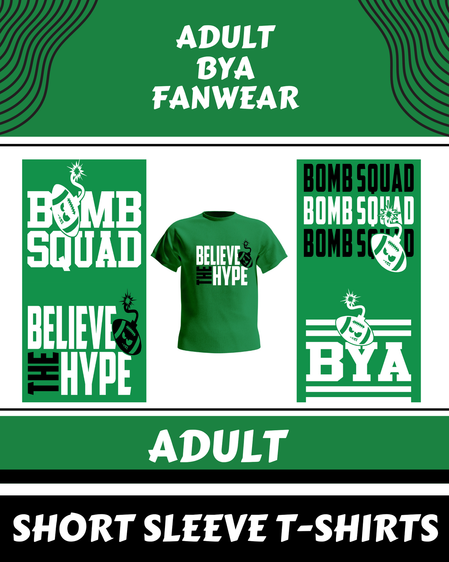 BYA Adult Short Sleeve T-Shirts (Green T-shirts) 2nd version