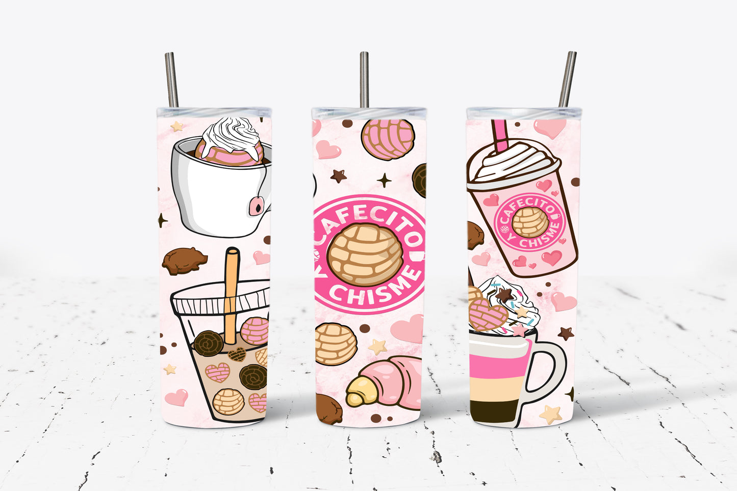 Cafecito y Chisme Coffee 20oz Stainless Steel Tumbler (vol 2)