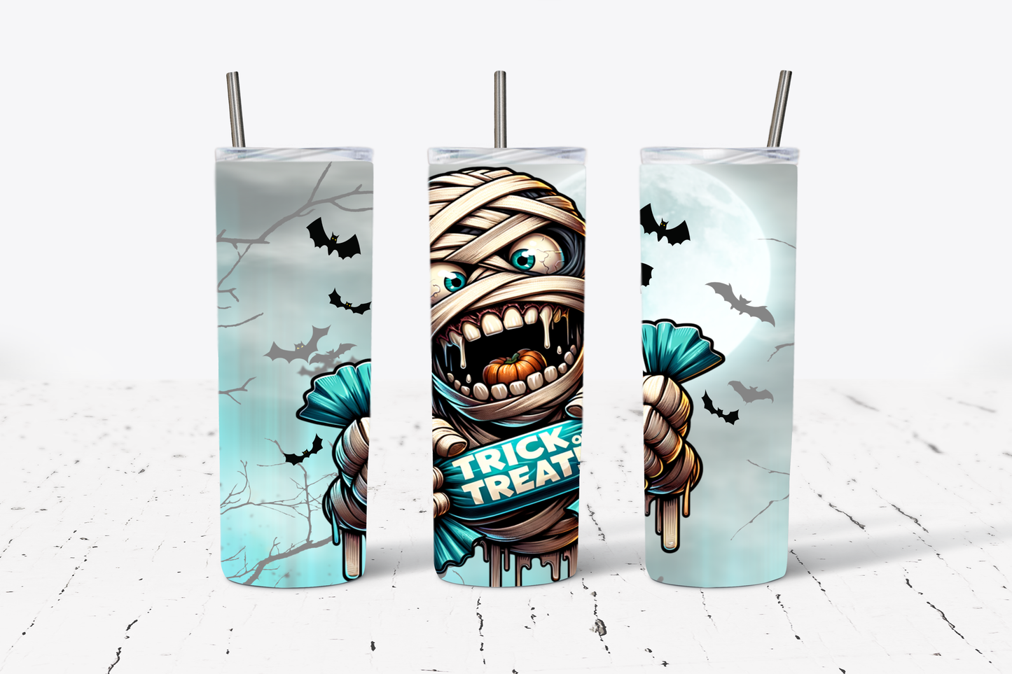 Trick or Treat Mummy Halloween 20oz Stainless Steel Tumbler