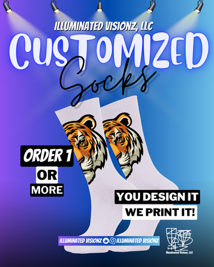 Customized Socks, Unisex Socks, Athletic Crew Socks, Personalized Socks, Sports Socks, School Spirit Socks Single Socks