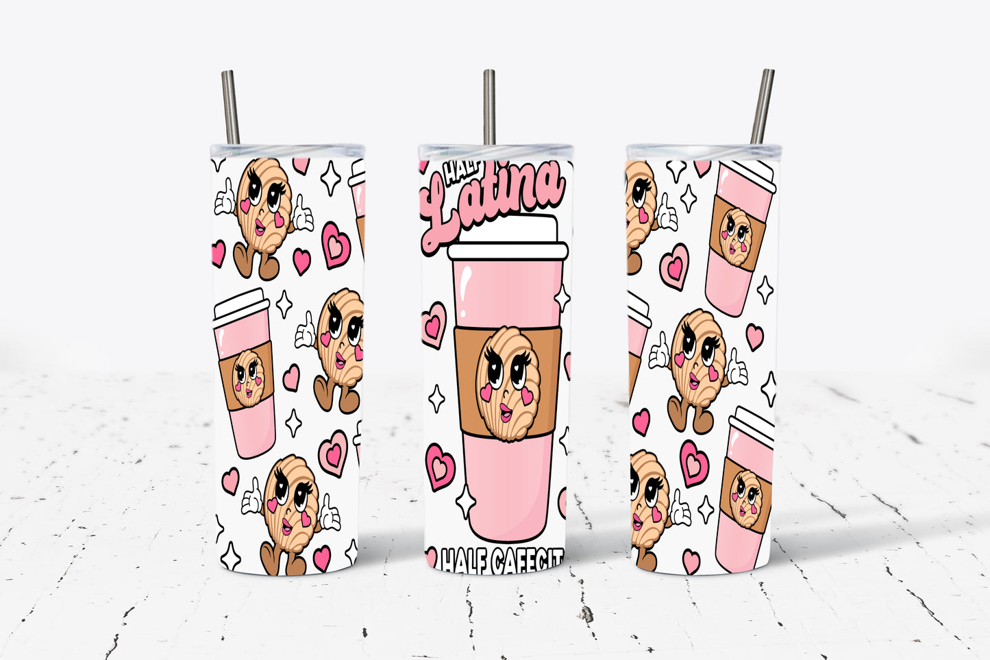 Half Latina Half Cafecito Coffee 20oz Stainless Steel Tumbler