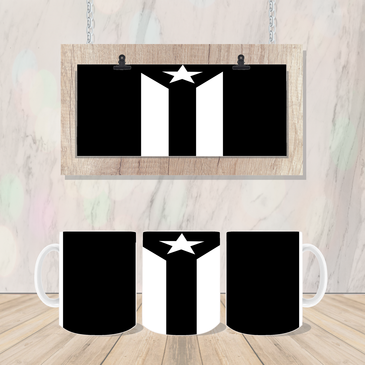 Puerto Rico Flag Black & White Coffee/Tea Mug