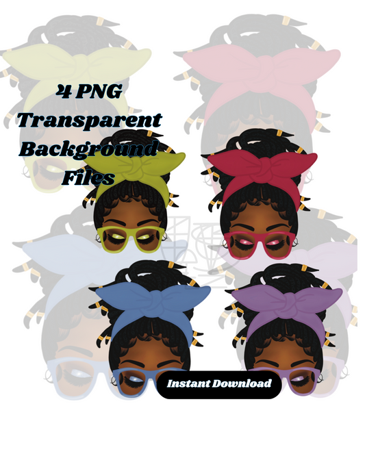 Spring Girls Locs Set of 4 Clip art girl PNG