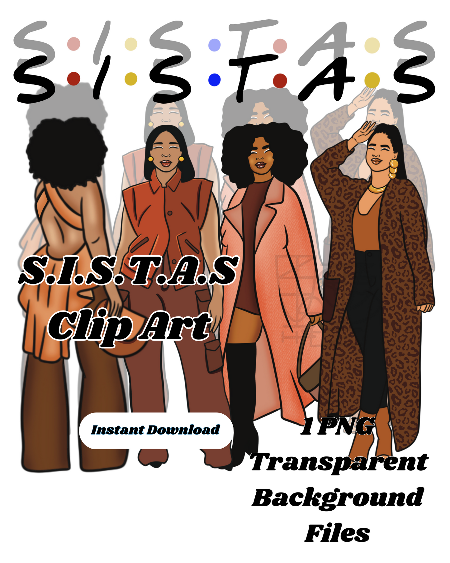 SISTAS Fall Clipart Girl PNG