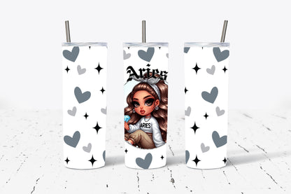 Zodiac Doll Horoscope 20oz Stainless Steel Tumbler (Choose Your Zodiac Sign)