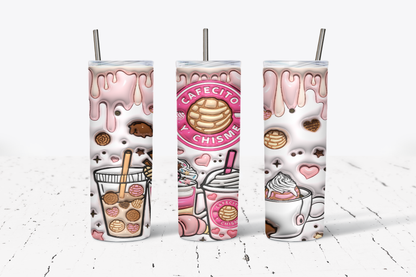 Cafecito y Chisme pink 20oz Stainless Steel Tumblers 3D Puff