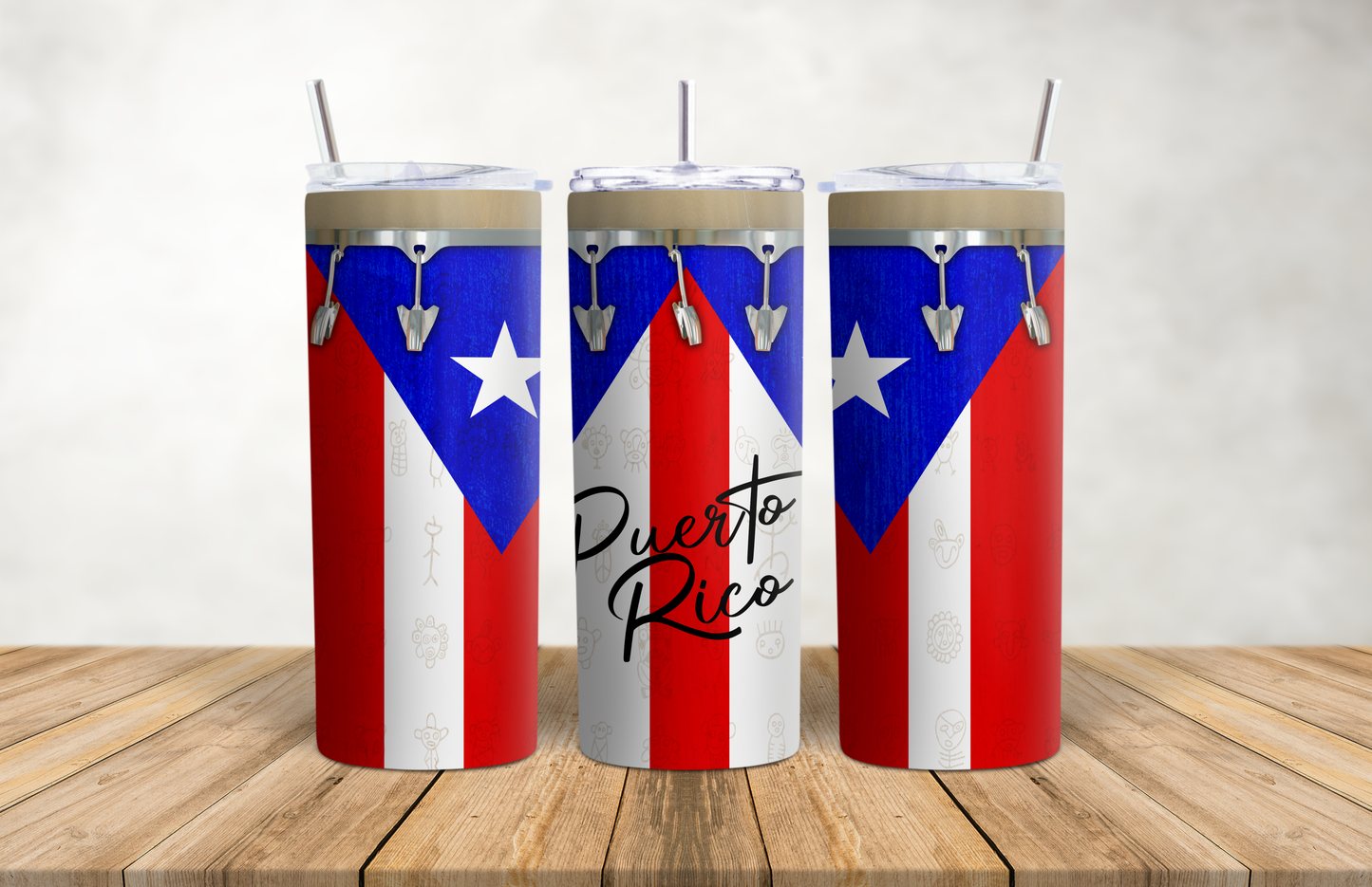 Conga Boricua Pride Tumbler 20 oz Stainless Steel Puerto Rico Pride