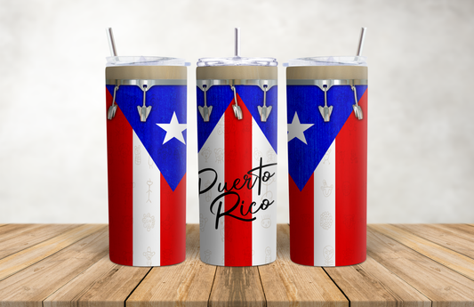Conga Boricua Pride Tumbler 20 oz Stainless Steel Puerto Rico Pride