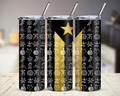 Black and Gold Puerto Rican Flag Boricua Pride Bandera Tumbler 20 oz Stainless Steel