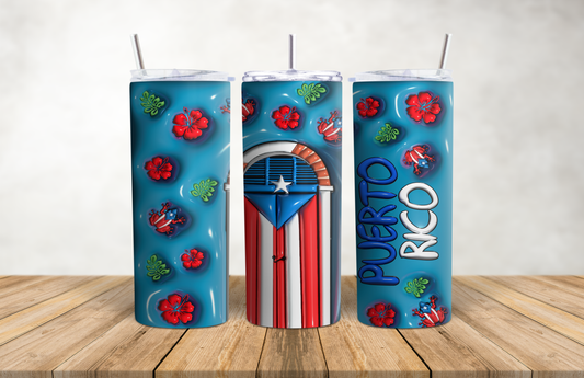 Door Boricua Pride Tumbler 20 oz Stainless Steel Puerto Rico