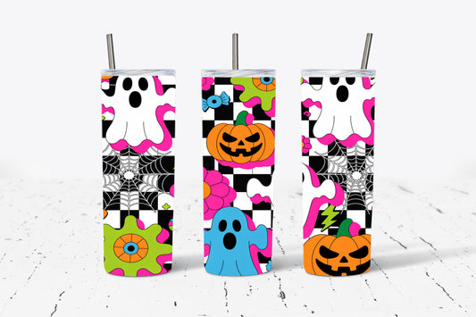 Retro Ghost Halloween Pumpkin  20oz Stainless Steel Tumbler