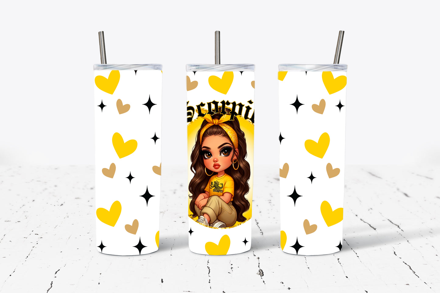 Zodiac Doll Horoscope 20oz Stainless Steel Tumbler (Choose Your Zodiac Sign)