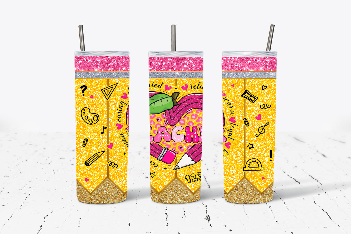 Teacher Heart Pencil 20oz Stainless Steel Tumbler