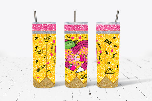 Teacher Heart Pencil 20oz Stainless Steel Tumbler