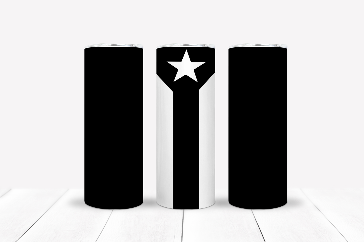 Black and White Puerto Rican Flag 20oz Stainless Steel Tumblers